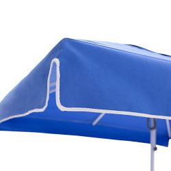 8.5' Square Centre Post Straight Valance Performance Umbrella with Contrast Binding, Wood Finish