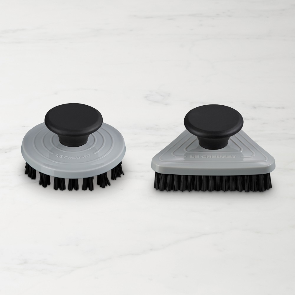 Le Creuset Round & Triangle Skinny Grill Cleaning Brushes, Set of 2, French Grey