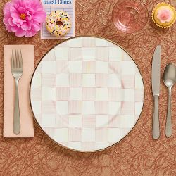 MacKenzie-Childs Rosy Check Enamel Salad  Plate