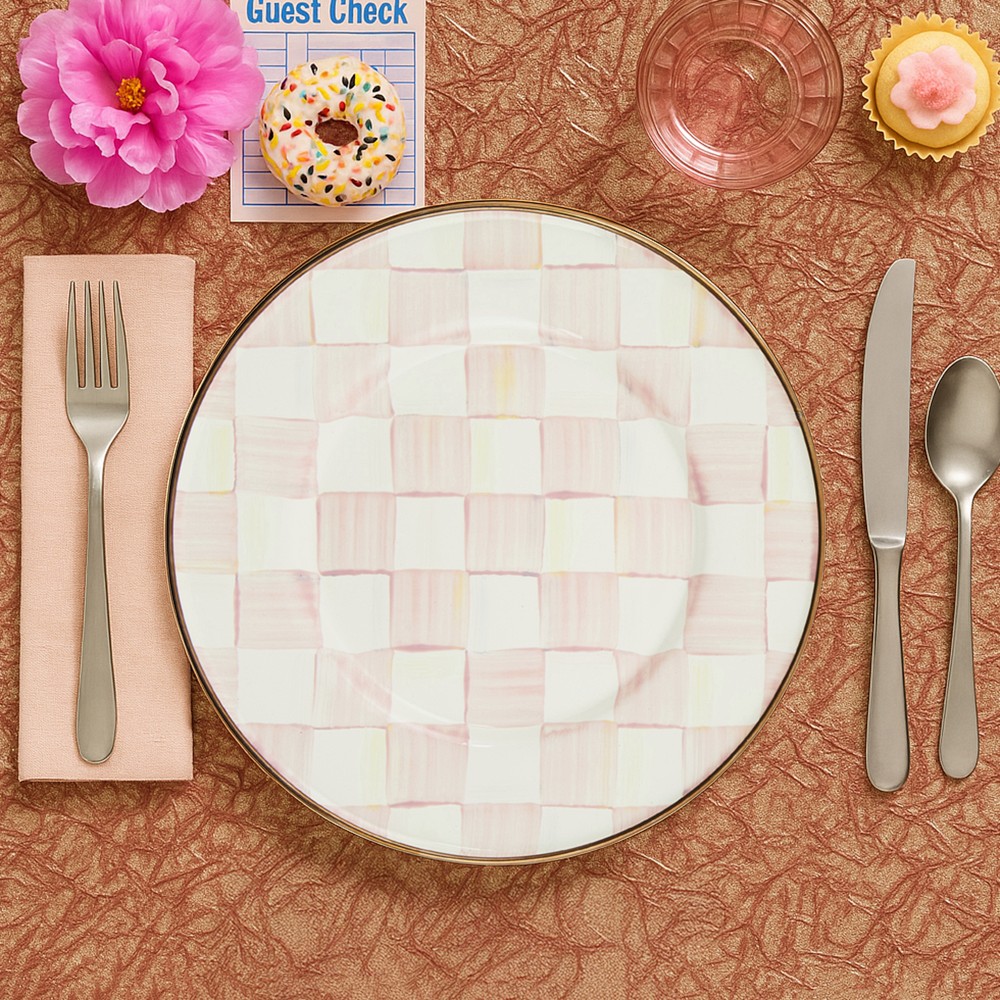 MacKenzie-Childs Rosy Check Enamel Salad  Plate