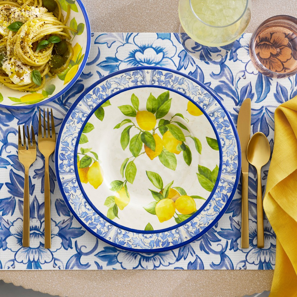 Lemon Outdoor Melamine Salad Plates, Set of 4