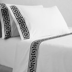 Greek Key Sheet Set, Standard Case Pair, Black