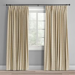 Antalya Raw Check Curtain, 50" W X 84" L, Natural