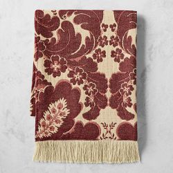 Avala Damask Throw, 47" X 73", Wine