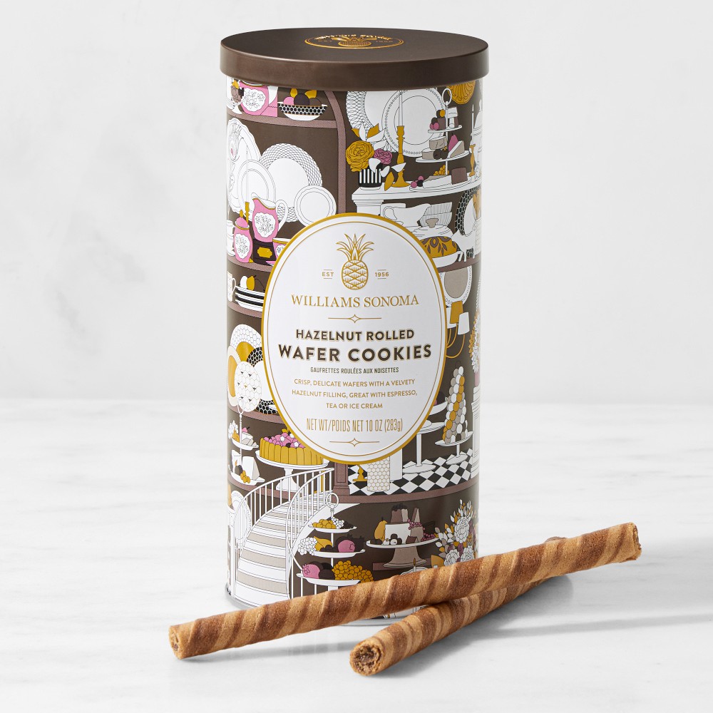 Williams Sonoma Signature Tin, Hazelnut Rolled Wafer Cookies