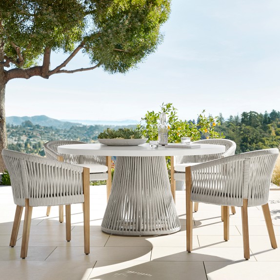 Pasadena Outdoor Fiberstone and Rope Round Dining Table (60")