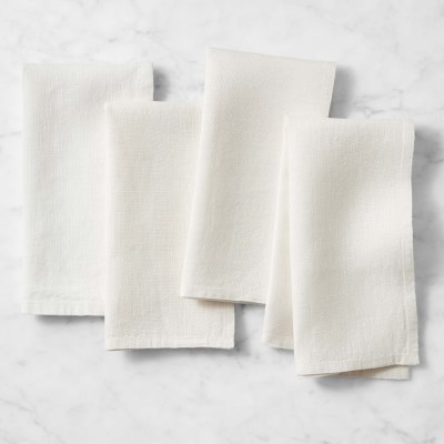 Italian Washed Linen Napkins, Set of 4, Cream