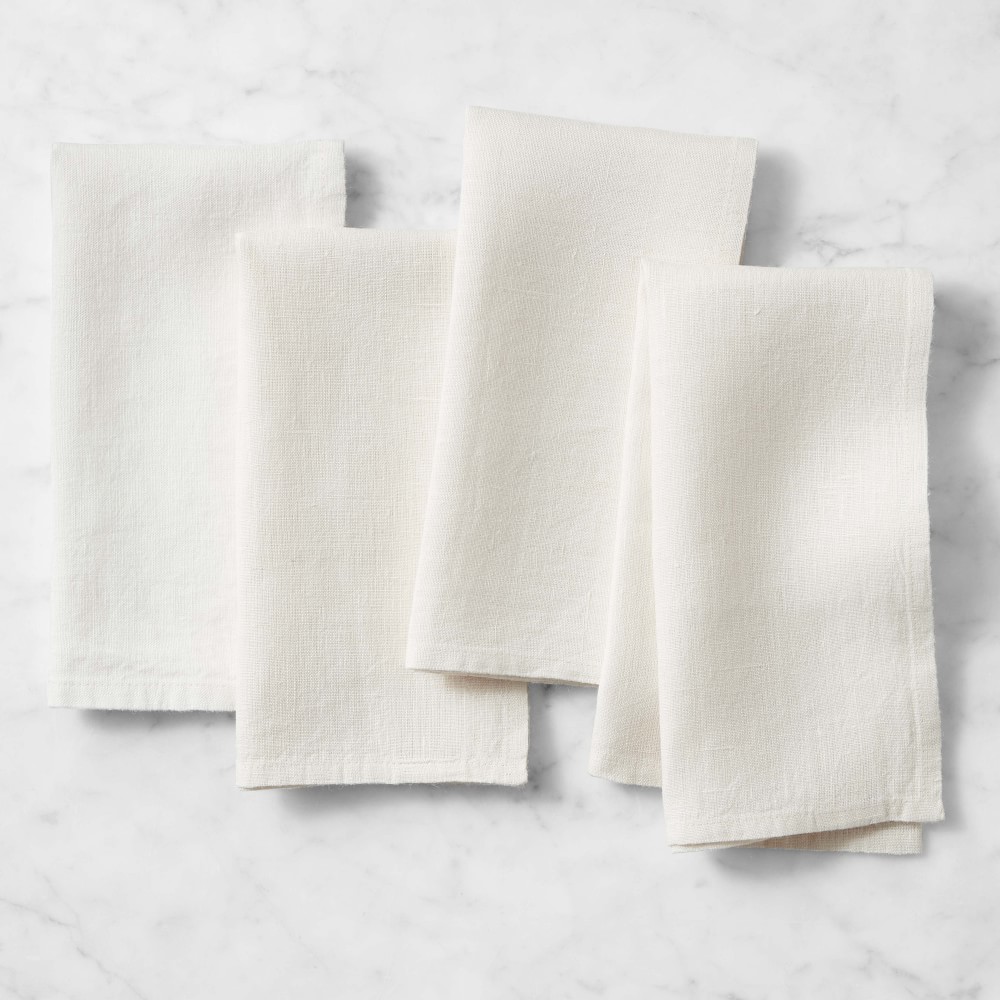 Italian Washed Linen Napkins - Set of 4, Cream