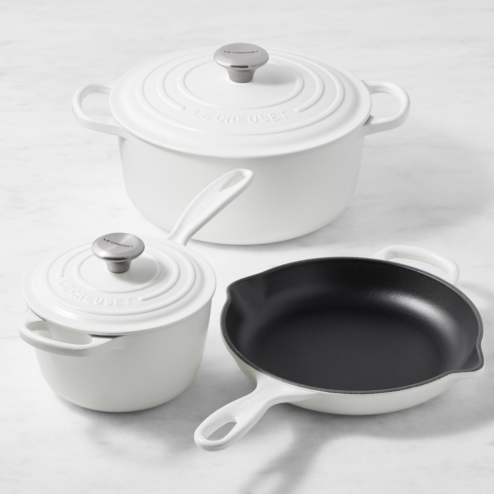 Le Creuset Signature Enameled Cast Iron 5-Piece Cookware Set - Matte White