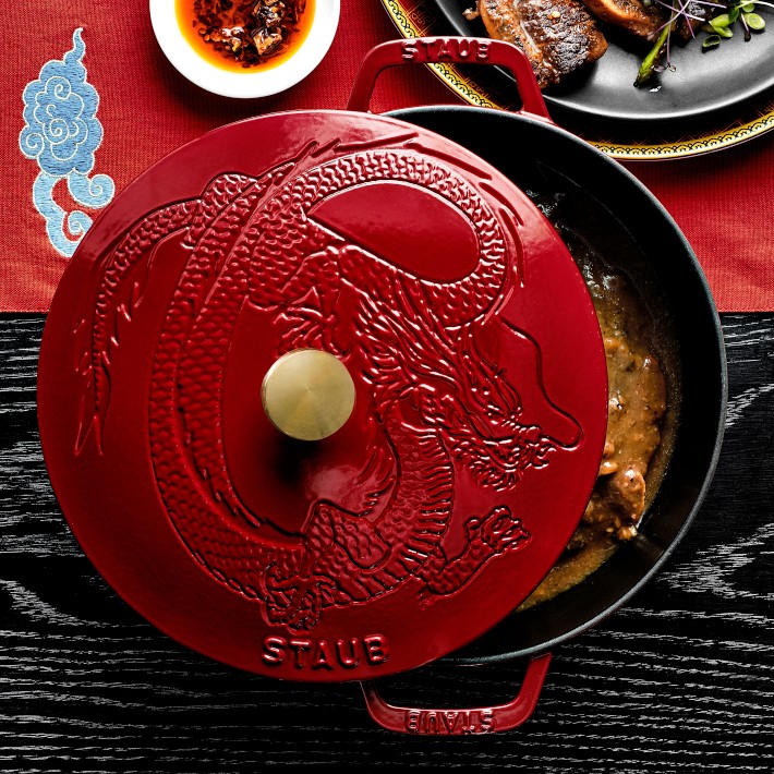 Staub Enameled Cast Iron Braiser with Dragon Lid, 2 1/2-Qt