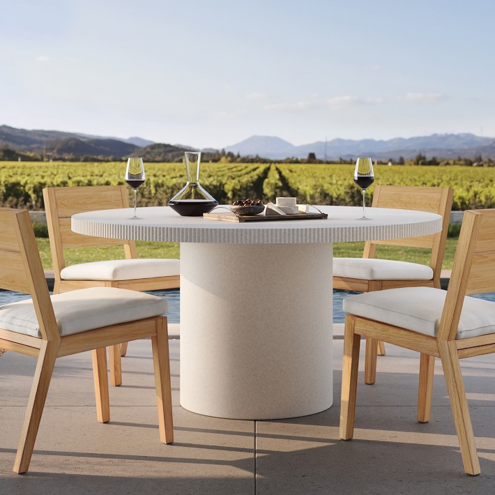 Hollis Round Fiberstone Outdoor Dining Table (59