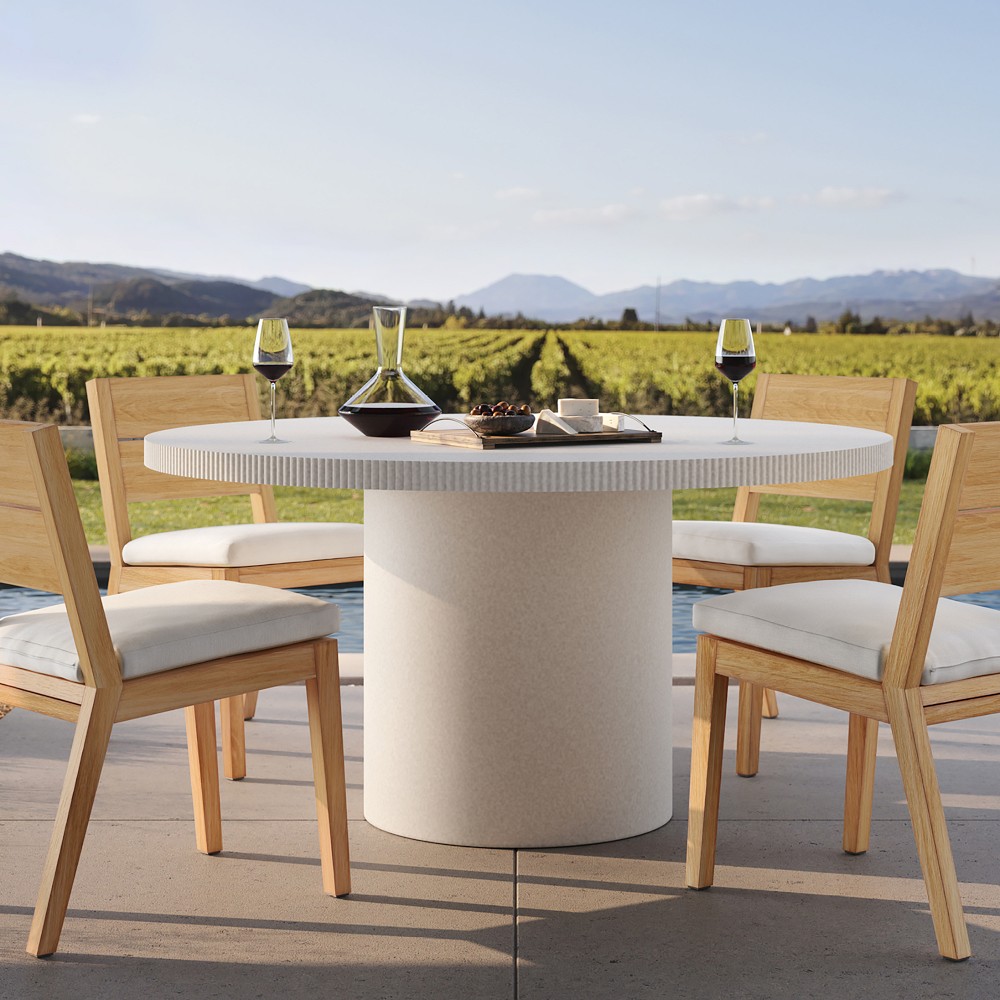Hollis Round Fiberstone Outdoor Dining Table (59&quot;)
