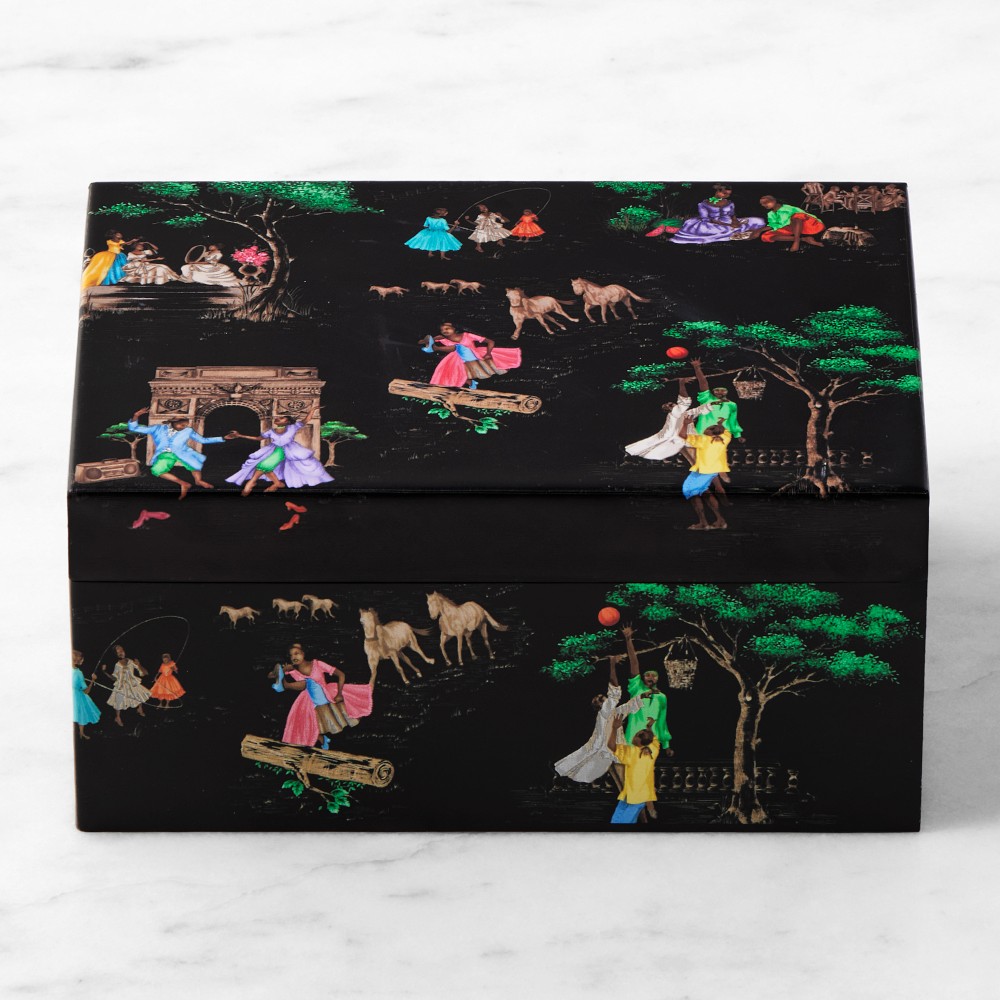 Sheila Bridges Harlem Toile Box, Leather Black