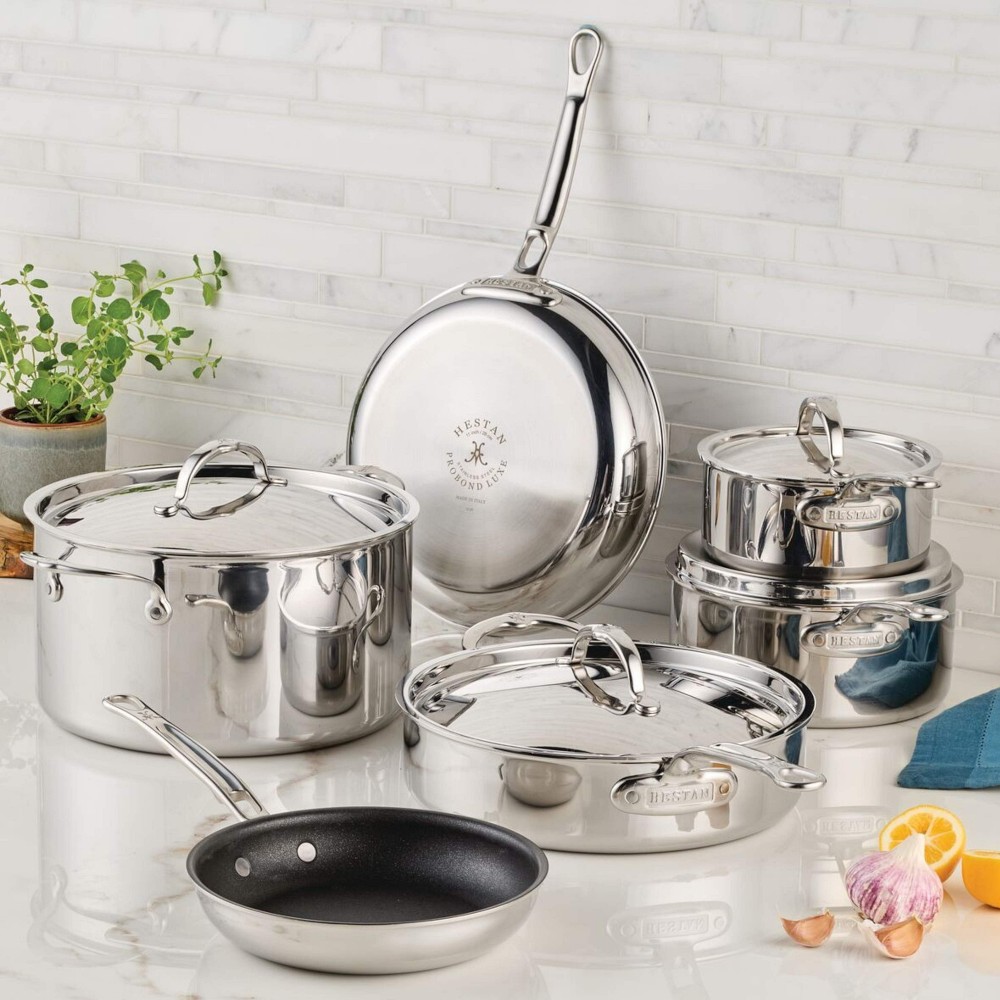 Hestan ProBond Luxe Professional Clad Stainless-Steel Mixed Material 10-Piece Cookware Set