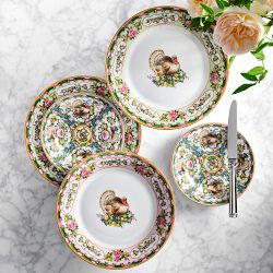 Famille Rose Turkey Appetizer Plates, Set of 4