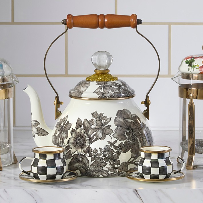 MacKenzie-Childs Sterling English Garden Tea Kettle, 2-Qt