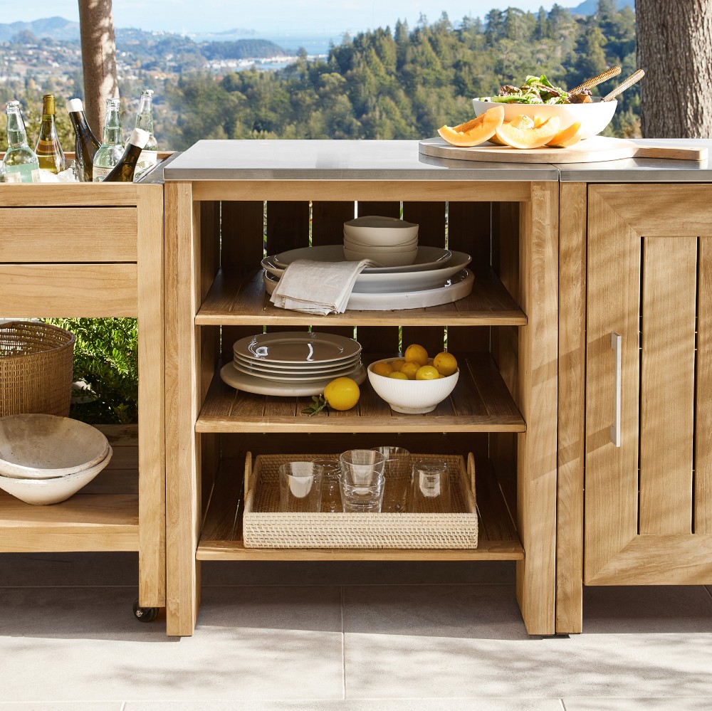 Larnaca Outdoor Teak Kitchen Convertible Refrigerator Cabinet