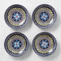 Sicily Ceramic Pasta Bowls, Green &amp; Blue