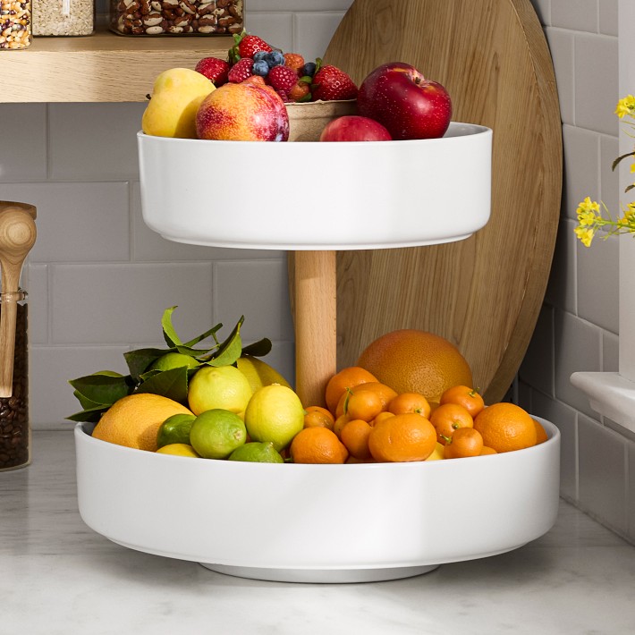 Hold Everything Two-Tier Ceramic Fruit Bowl Williams Sonoma