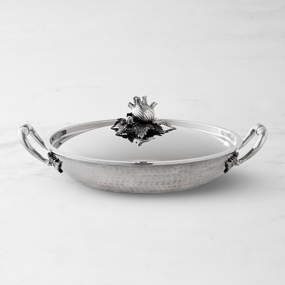Ruffoni Opus Prima Hammered Stainless-Steel Gratin with Fennel Knob, 4-Qt.
