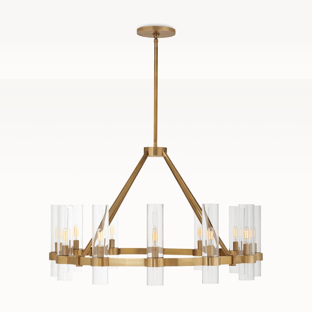 Elton Chandelier, 36" Round, Antique Brass