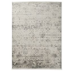 Broken Floral Hand Knotted Rug, 8' X 10', Ivory/Black
