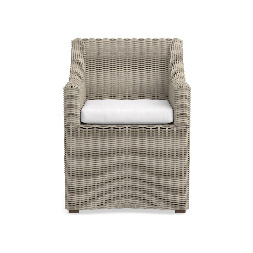 San Clemente Outdoor Dining Armchair Cushions, Sunbrella Perf Canvas, White