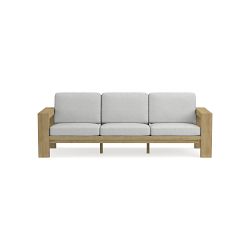 Larnaca Outdoor 3-Seat Sofa Cushions, Perennials Performance Basketweave, Light Grey