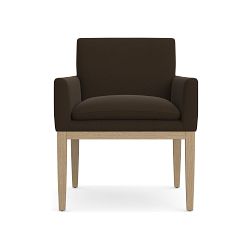OPEN BOX: Laguna Dining Armchair, Performance Velvet, Chocolate, Natural Oak Leg
