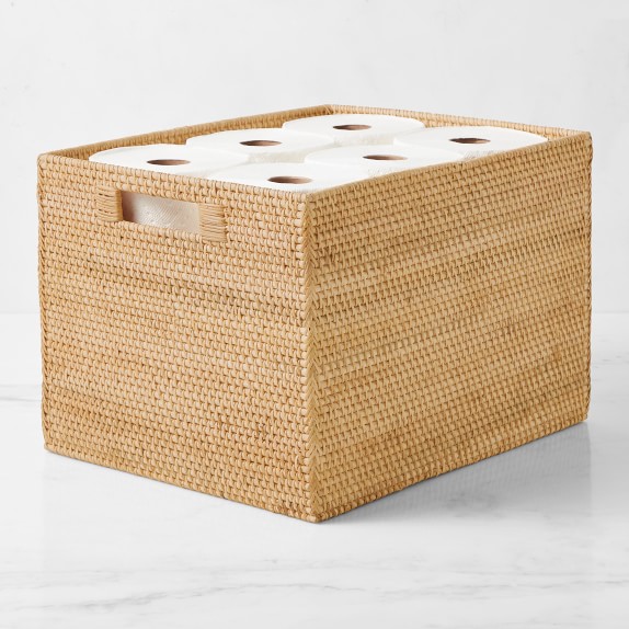 Hold Everything Rattan Cubby Pantry Baskets