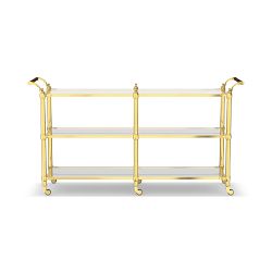 Beckett Double Bar Cart, Antique Brass