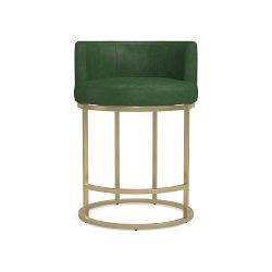 OPEN BOX: Verona Swivel Counter Stool, Milano Distressed Leather, Green, Antique Brass