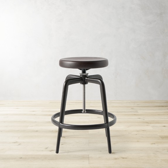 OPEN BOX: Murray Backless Counter Stool, Drifted Brown Oak, Bronze