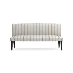 Fitzgerald Dining Bench, Standard, Performance Double Stripe, Mist, Ebony Leg