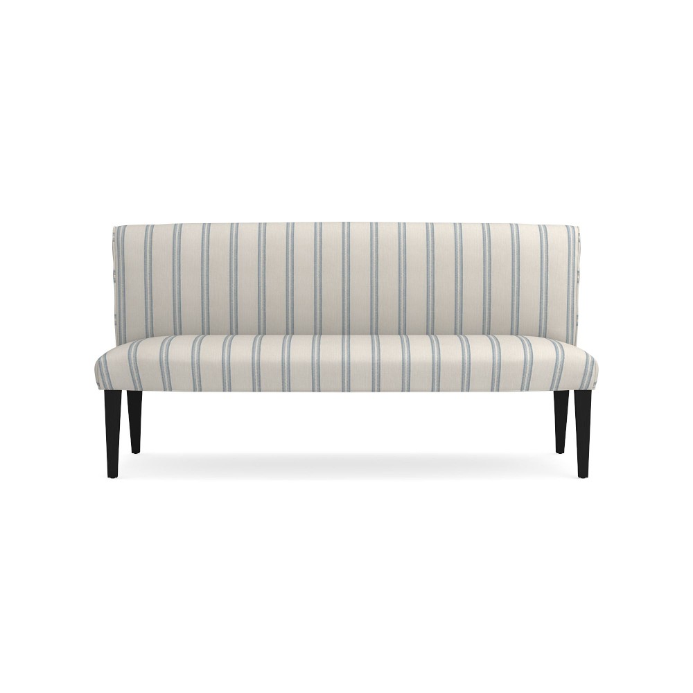 Fitzgerald Dining Bench, Standard, Performance Double Stripe, Mist, Ebony Leg