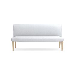 Fitzgerald Dining Bench, Standard Cushion, Perennials Performance Basketweave White, Natural Leg