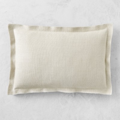 Double Flange Belgian Linen Pillow Cover, 14" X 22", Flax
