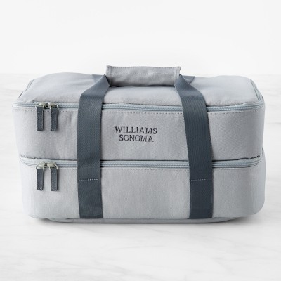 Hold Everything Insulated Dual Compartment Food Carrier, Solid Grey
