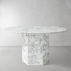 Vittoria 56" Round Dining Table, Arabescato Marble