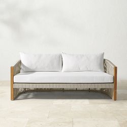 Pasadena Teak and Rope Sofa, Ivory
