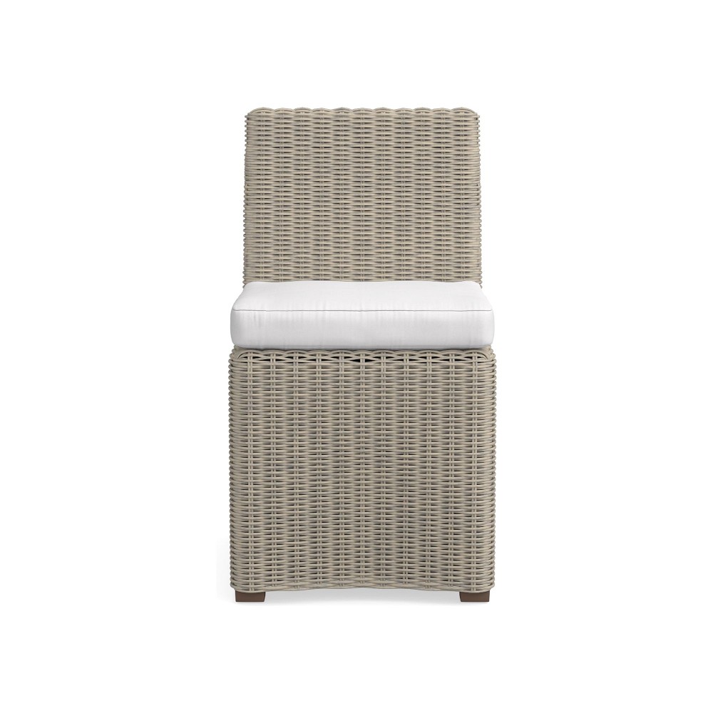 San Clemente Outdoor Side Chair Cushions, Sunbrella Perf Canvas, White