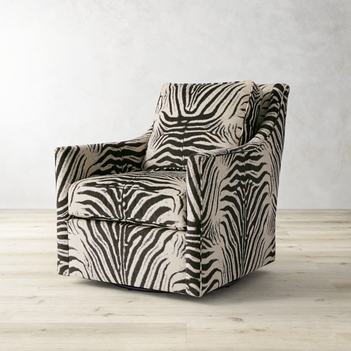 Swivel Chair Zebra Wingback Chair Wingback Chair Grey Zebra Print - Main Image