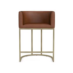 OPEN BOX: Verona Counter Stool, Milano Leather, Saddle, Antique Brass