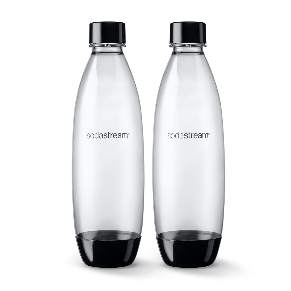 SodaStream 1L Slim Dishwasher Safe Bottles Twin Pack - Black