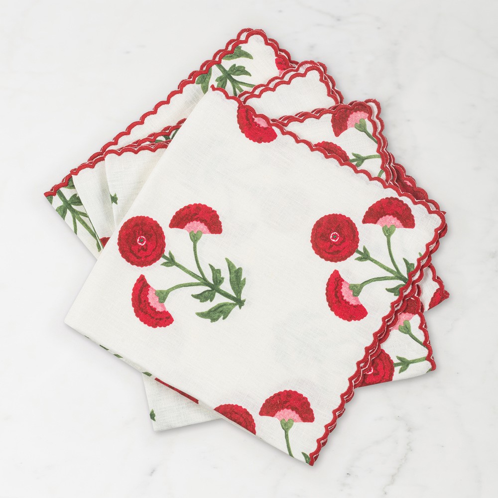 Matouk Schumacher Gisele Napkins, Set of 4, Scalet