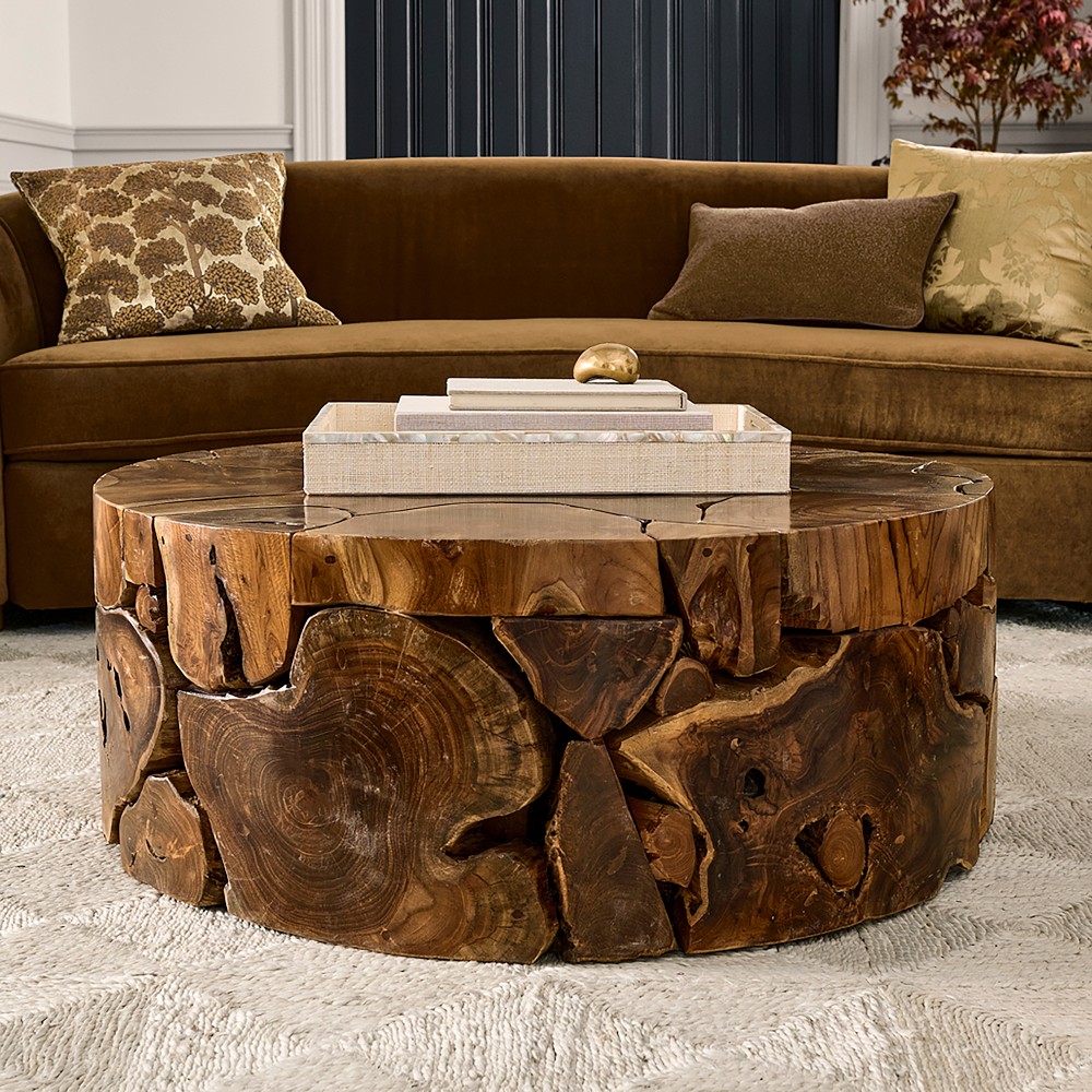 Sliced Teak Round Coffee Table (39&quot;)