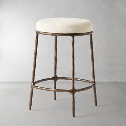 Vincent Hammered Metal Upholstered Counter &amp; Bar Stool