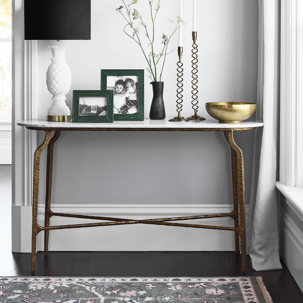 Azurra Hammered Metal Open Console Table (60&quot;)