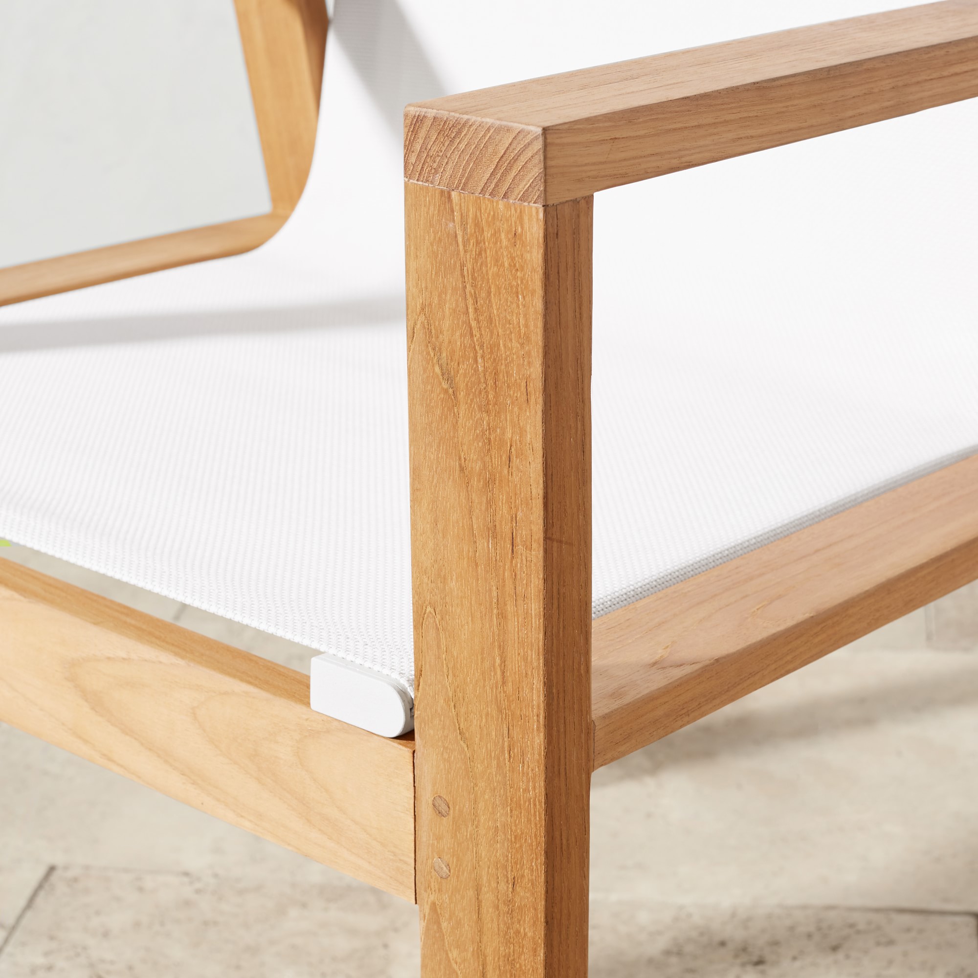 Close-up of wood joint and corner of chair frame