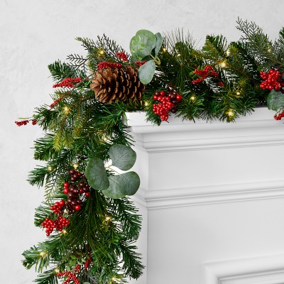 Tis the Season UV Protected Pre-Lit Faux Garland, 5'